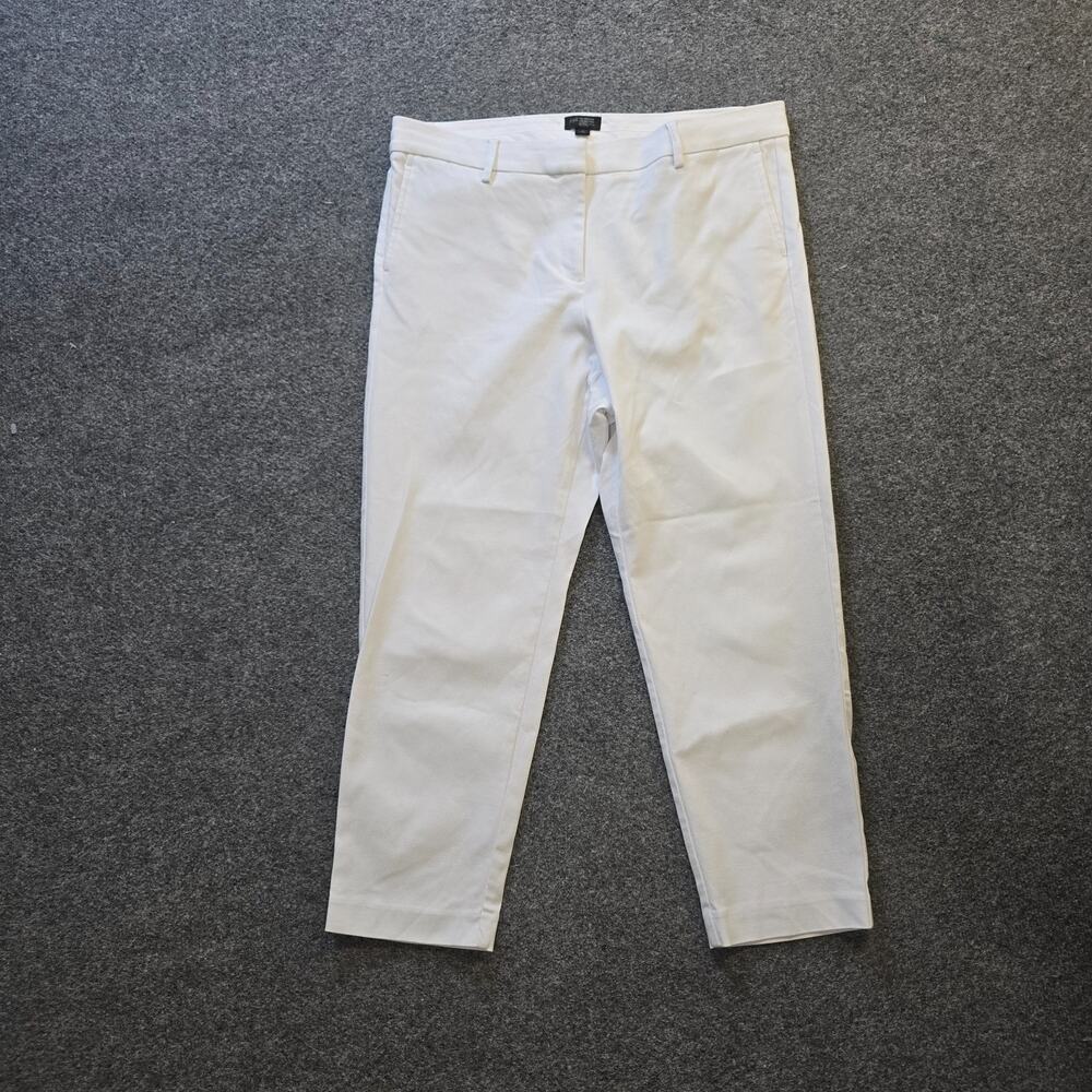 J Jill Pants Women Size 14 Petite White Refined Woven Trouser Ankle Taper Casual
